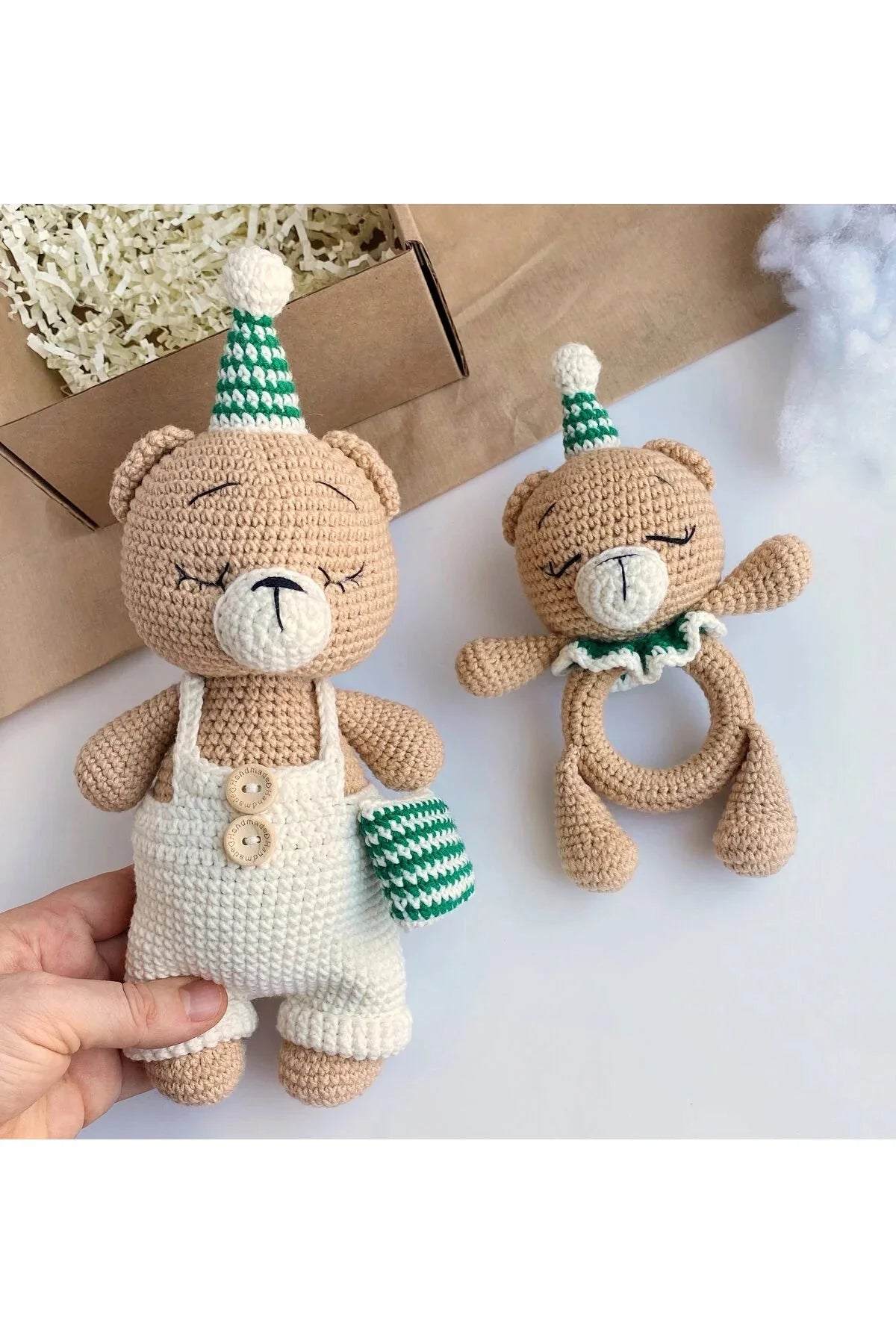 Handmade Crochet Teddy Bear Toy Gift Set (2pc)