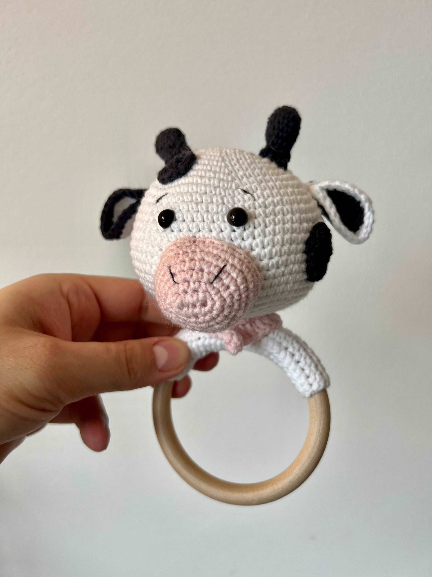 Crochet Rattle Toy Cute Cow