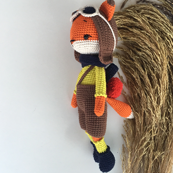 Crochet Pilot Fox Boy Toy
