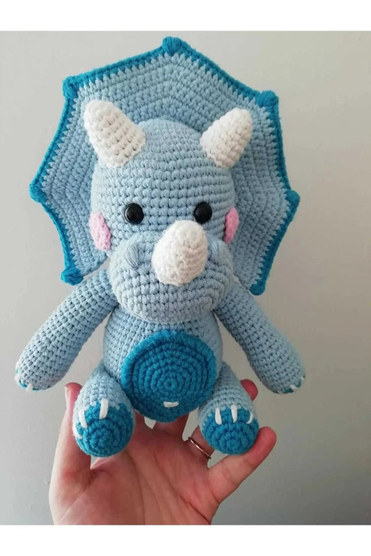 Crochet Cute Triceratops Dino Toy