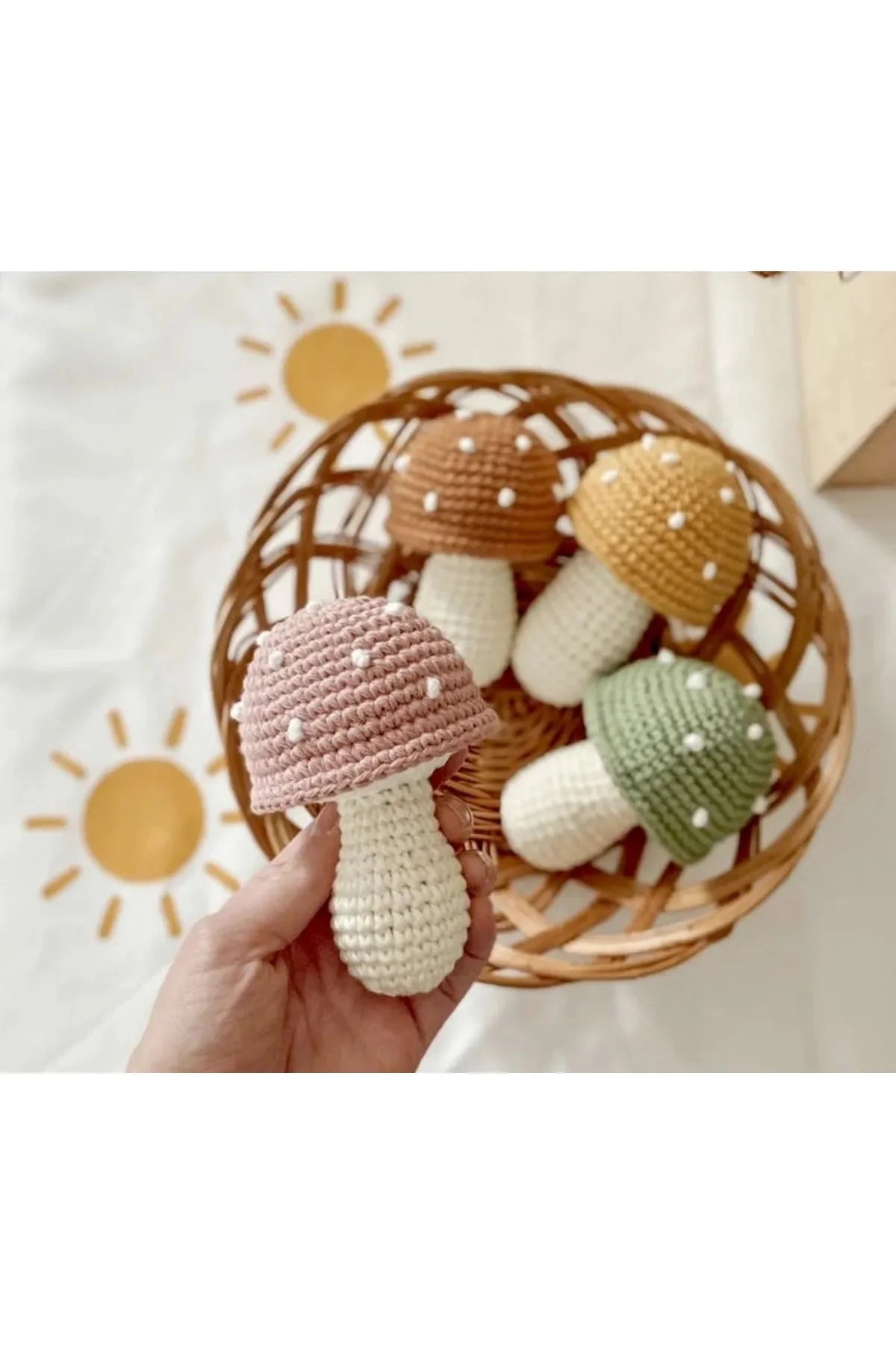 Crochet Mushroom Rattle Toy for Infants and Toddlers With Bell Sound