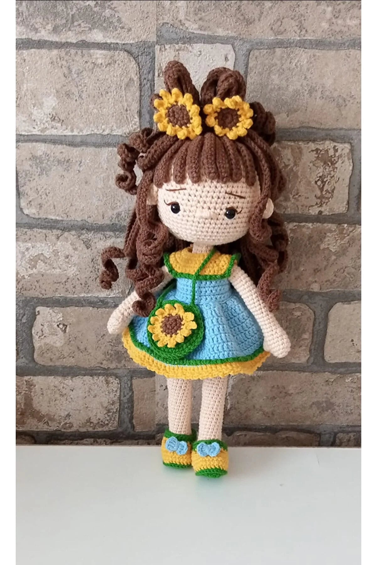 Crochet Cute Brown Hair Girl Doll Toy