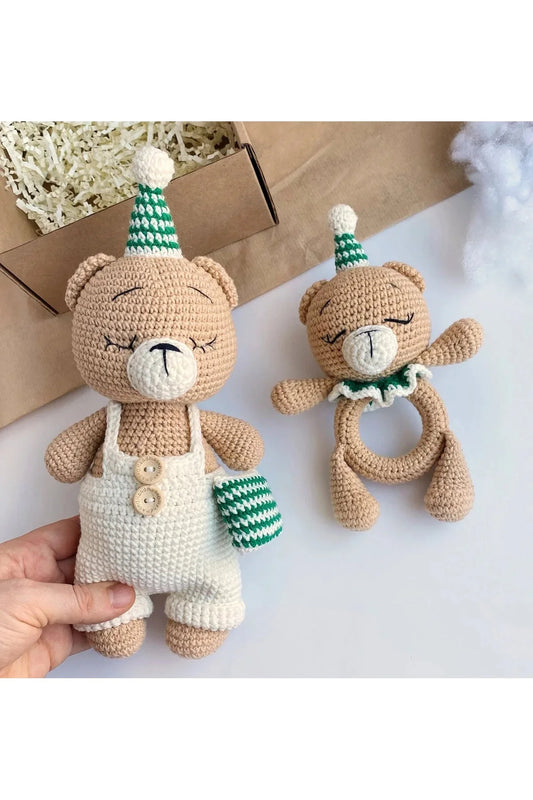 Handmade Crochet Teddy Bear Toy Gift Set (2pc)