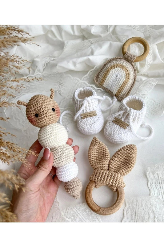 Handmade Crochet Catterpillar Toy Gift Set (4pc)