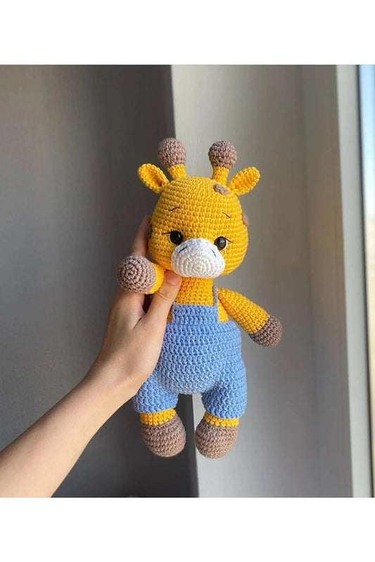 Crochet Cute Giraffe in Blue Jumpsuit Toy