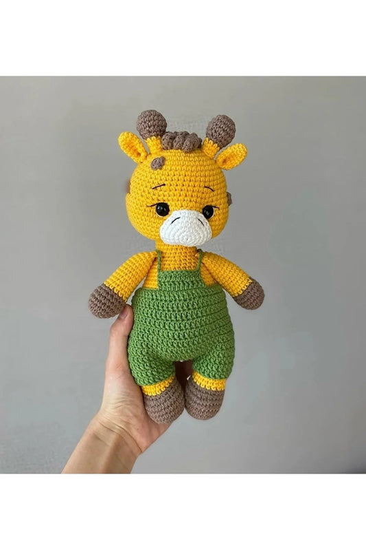 Crochet Cute Giraffe in Green Jumpsuit Toy