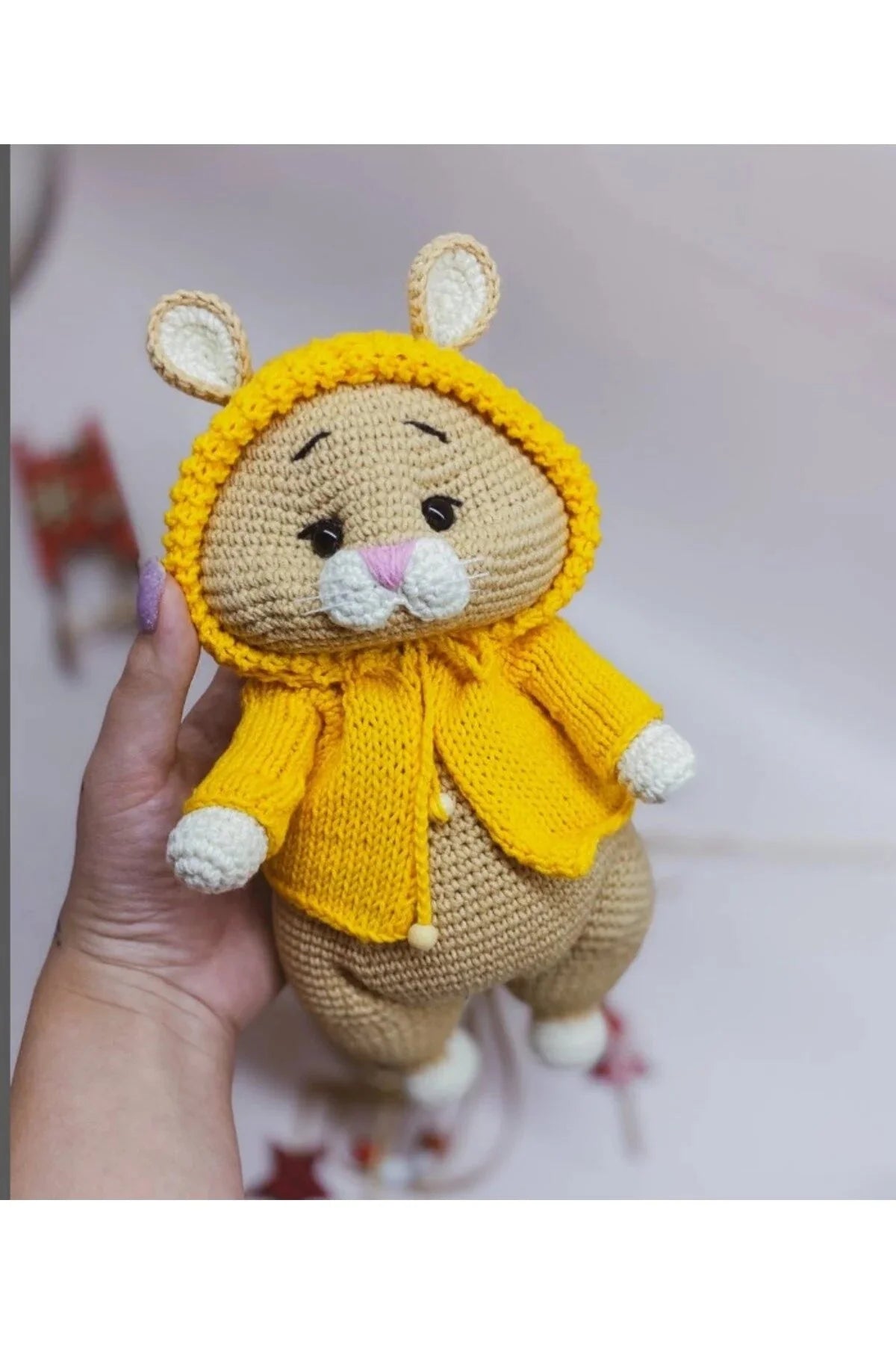 Handmade Crochet Cute Mouse in Yellow Huddie Toy