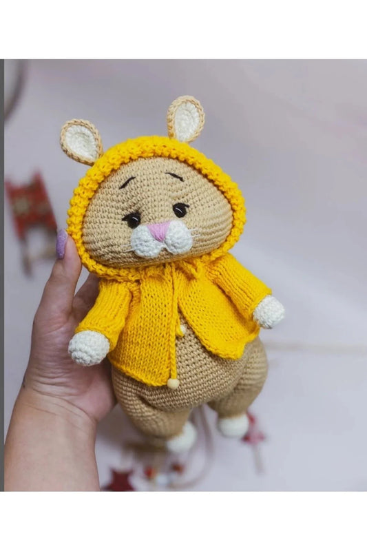 Handmade Crochet Cute Mouse in Yellow Huddie Toy