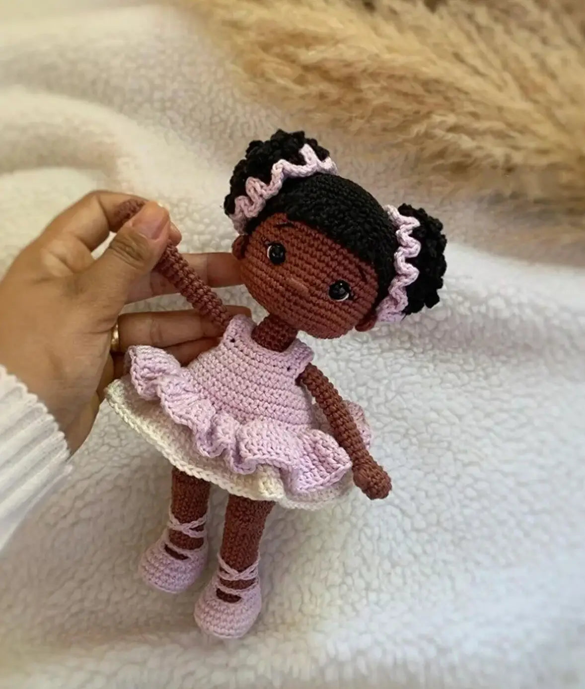 Crochet Cute Cute Girl in Pink Dress Doll