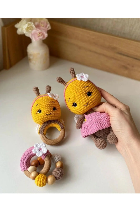 Handmade Crochet Bee Toy Gift Set (3pc)