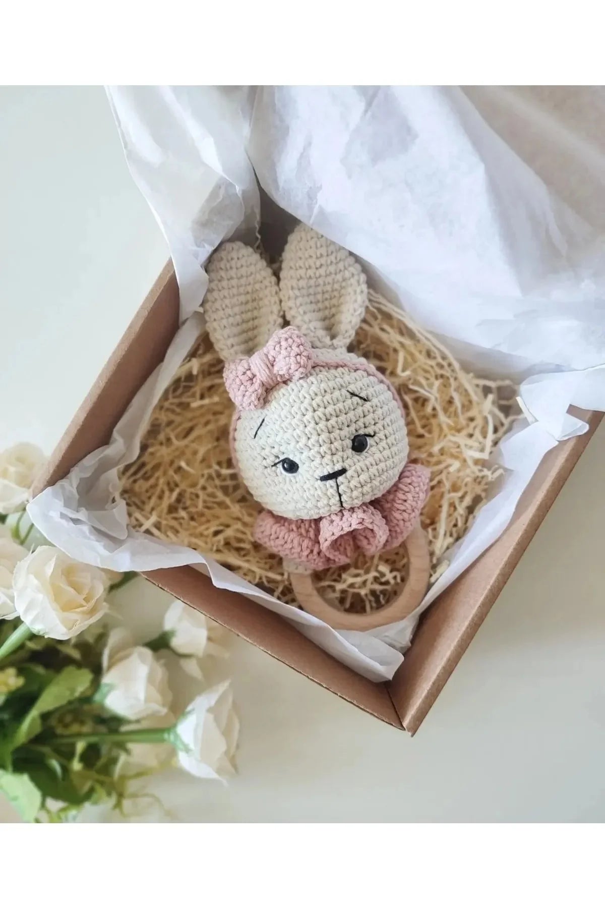 Crochet Cute Bunny Rattle Toy with Bell