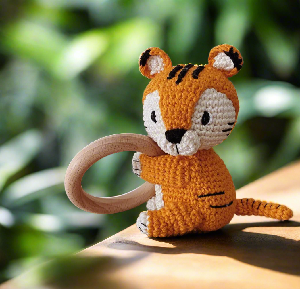 Crochet Cute Tiger Rattle Toy 🐯