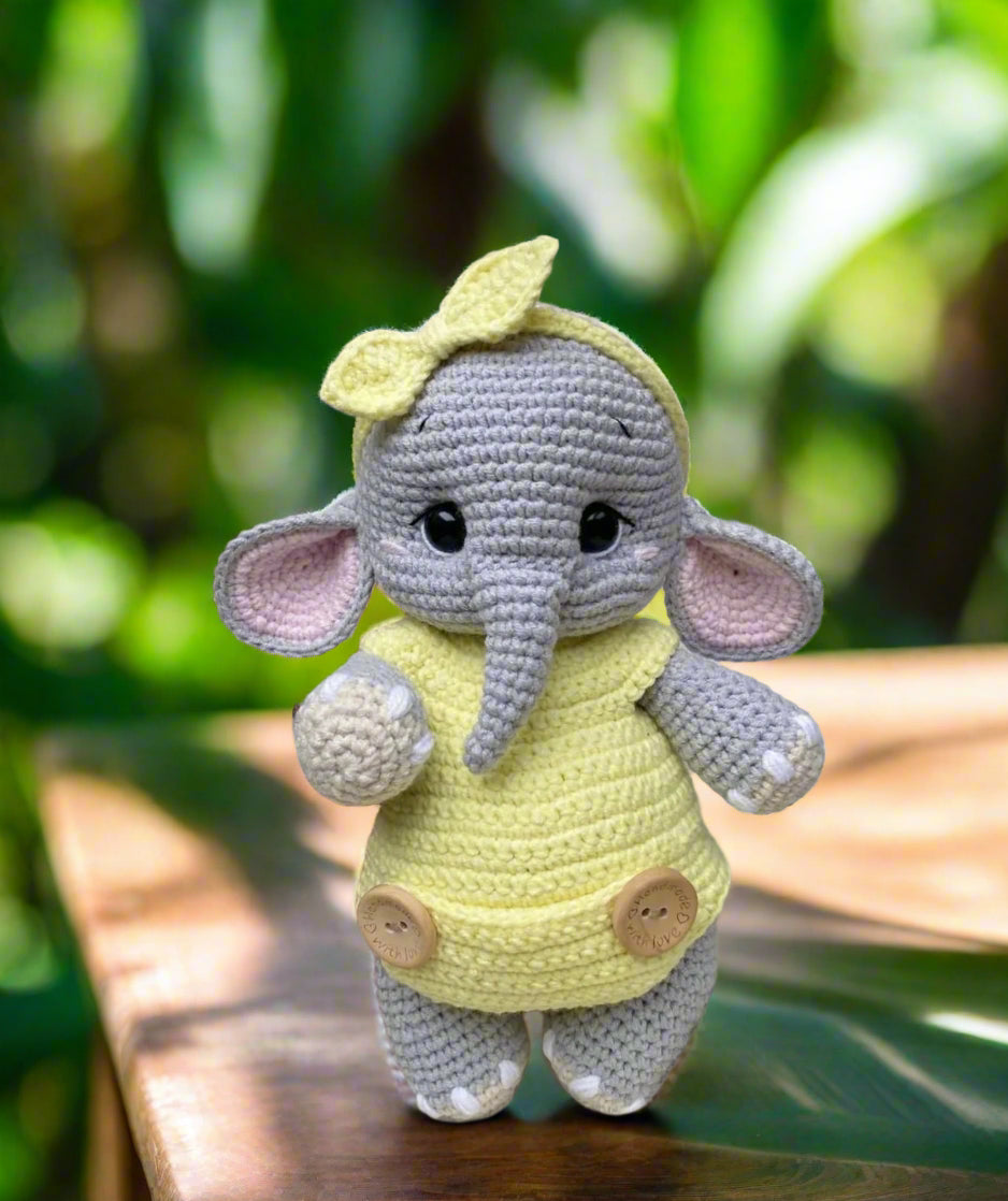 Crochet Elephant with Yellow Jumper Toy