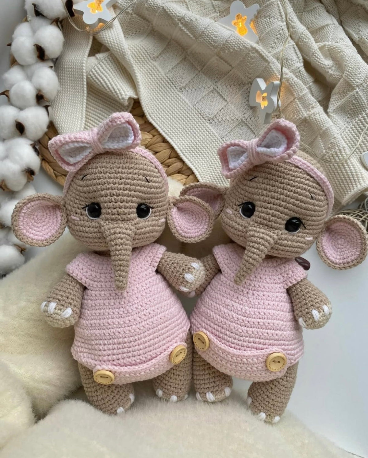 Crochet Elephant with Light Pink Jumper Toy