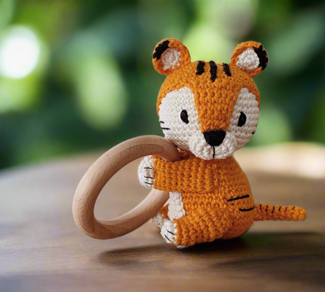 Crochet Cute Tiger Rattle Toy 🐯