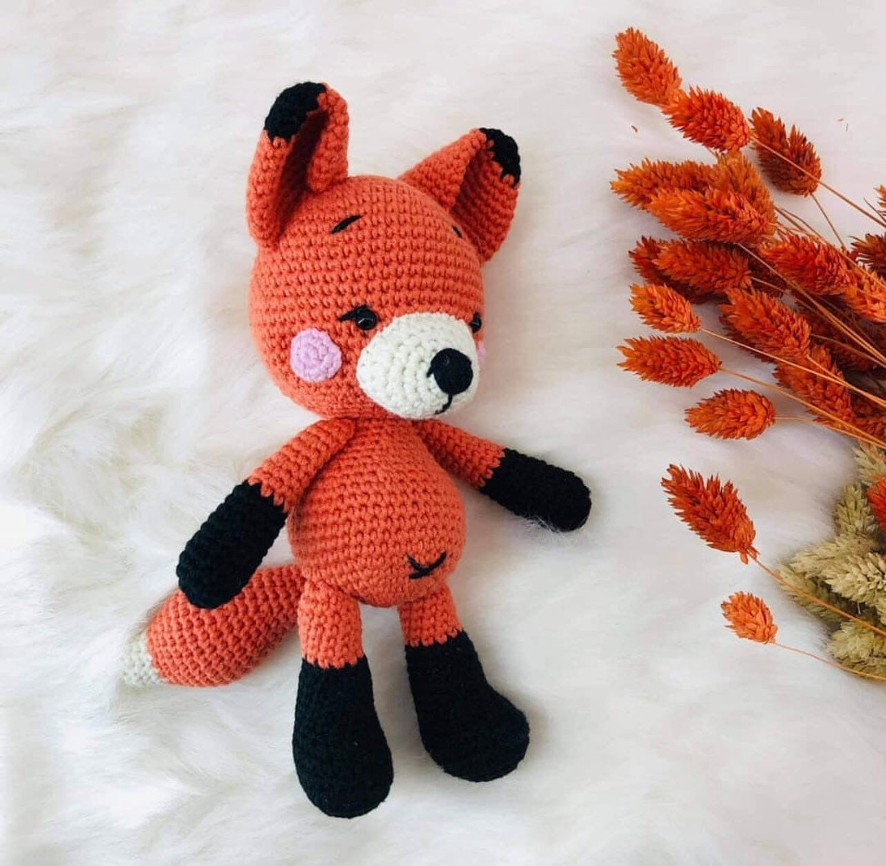 Crochet Little Prince Doll and Fox Toy Set 2pc