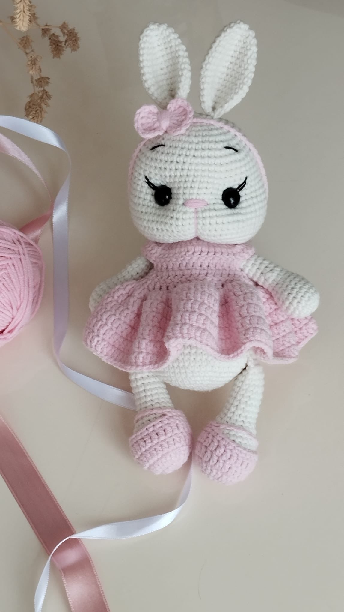 Crochet Bunny in Puffy Pink Ballet Dress