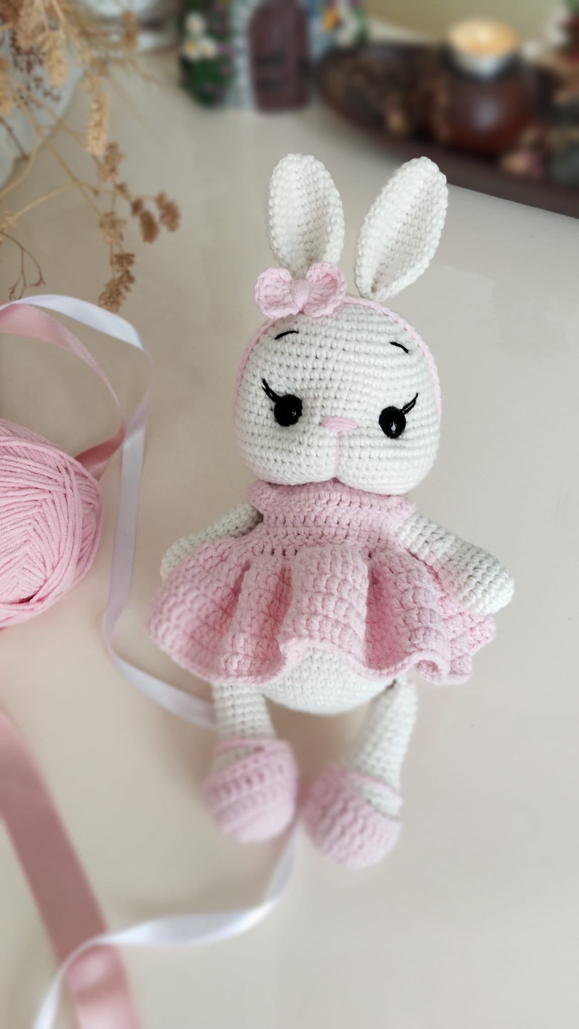 Crochet Bunny in Puffy Pink Ballet Dress