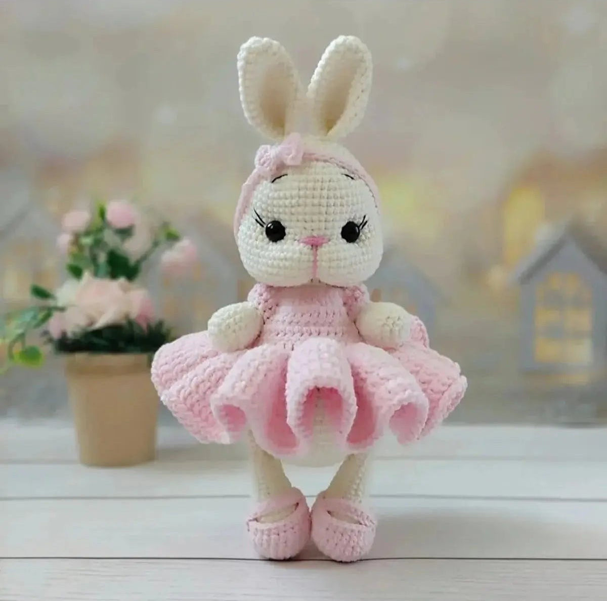 Crochet Bunny in Puffy Pink Ballet Dress