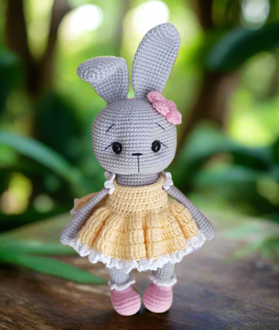 Crochet Cute Bunny Girl Toy with Her Butterfly