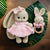 Crochet Cute Bunny Toy in Fancy Pink Dress and Rattle Toy Set 2pc