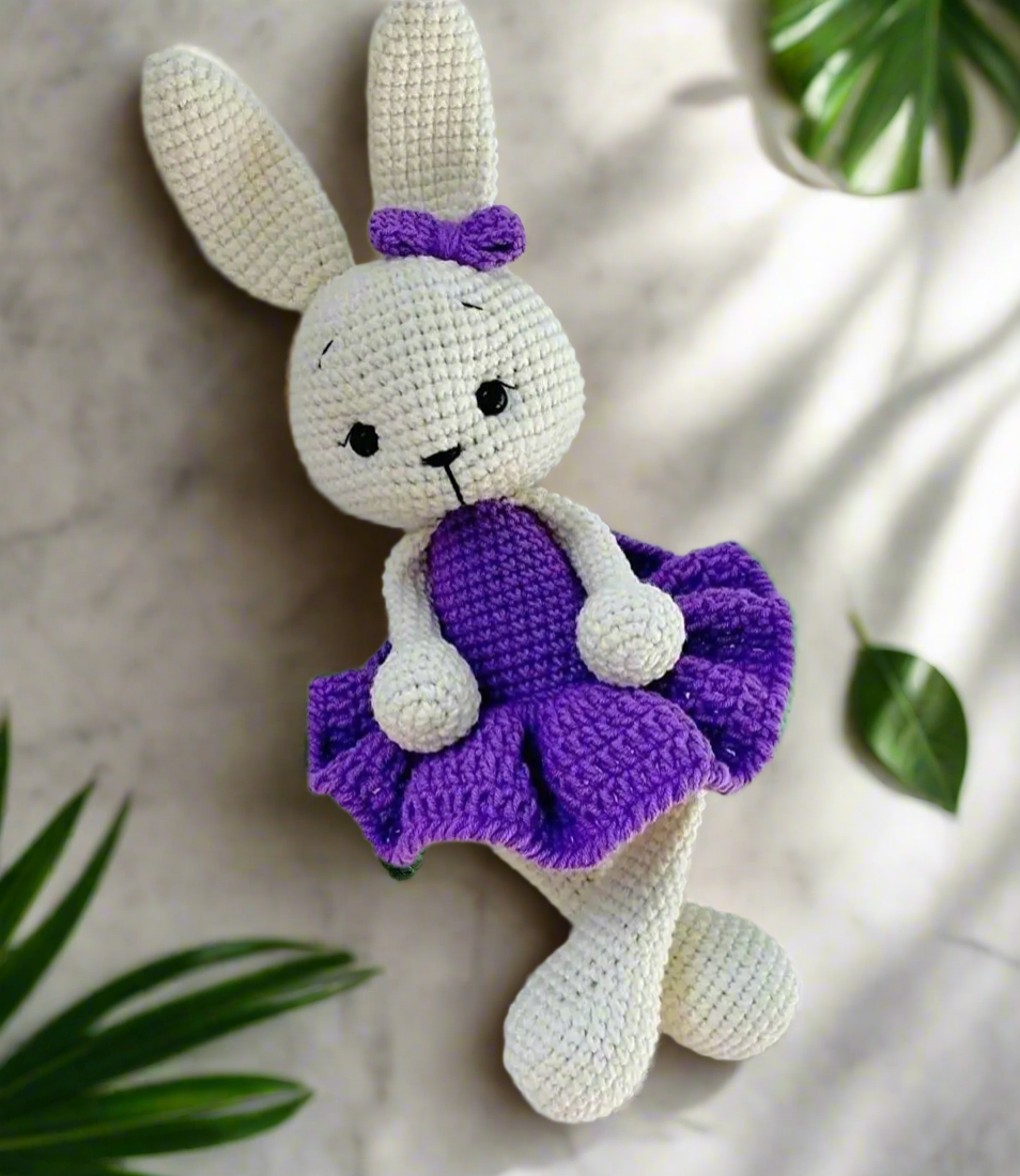 Crochet Cute Bunny in Magenta Dress Toy