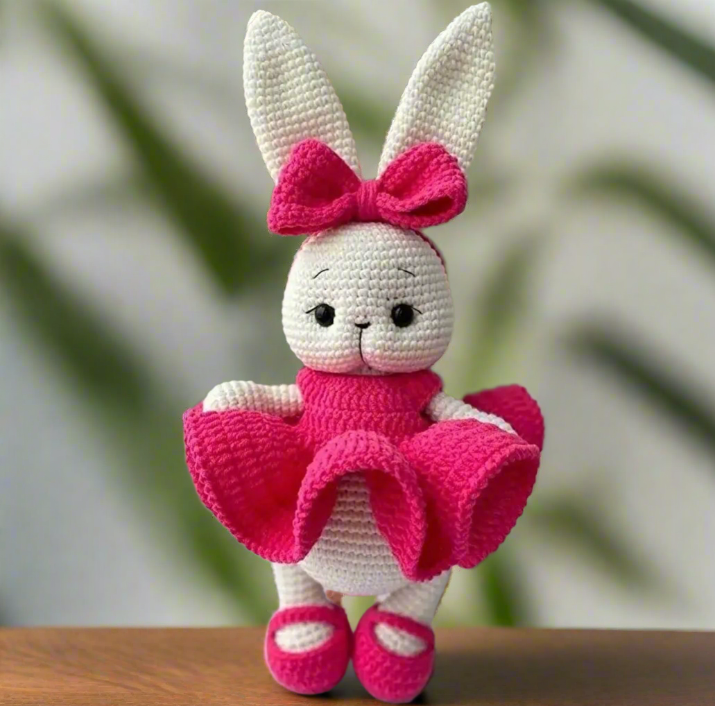 Crochet Cute Bunny in Pink Dress Toy