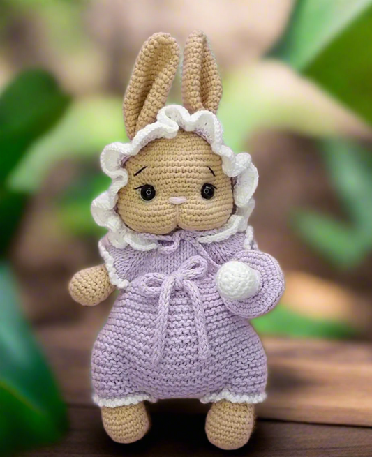 Crochet Cute Bunny in Purple Dress Toy