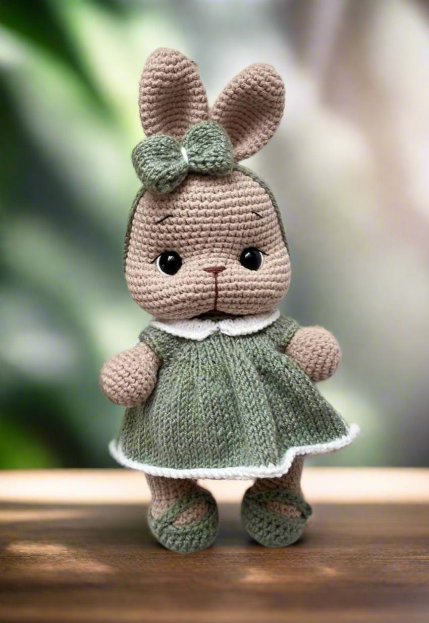 Crochet Cute Bunny with Green Dress