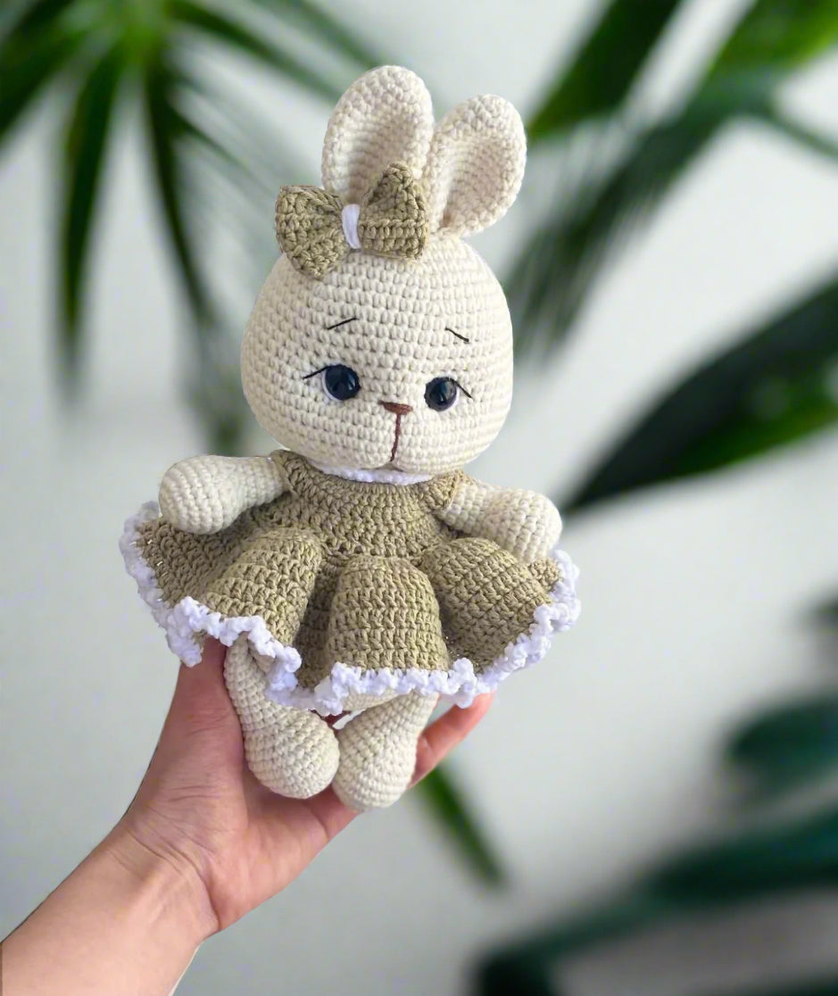 Crochet Cute Bunny with Khaki Dress
