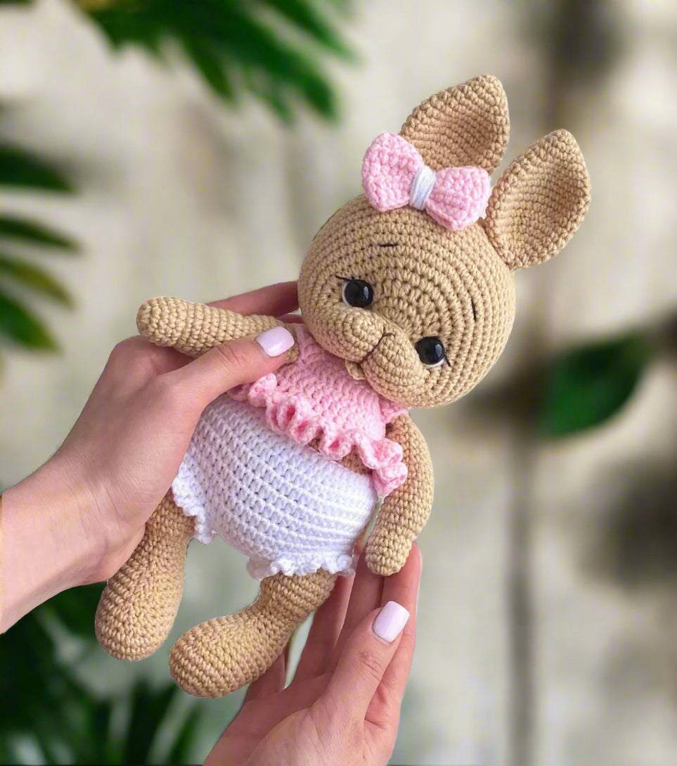 Crochet Cute Bunny with Pink-White Dress