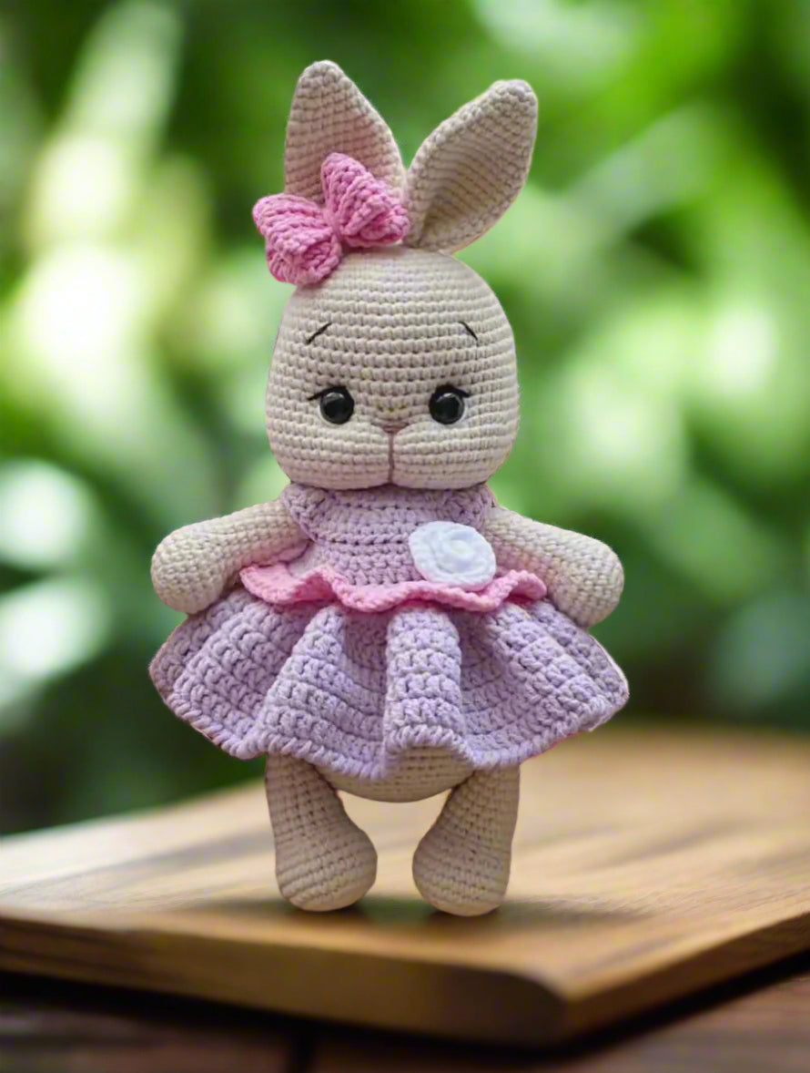 Crochet Cute Bunny with Purple Dress