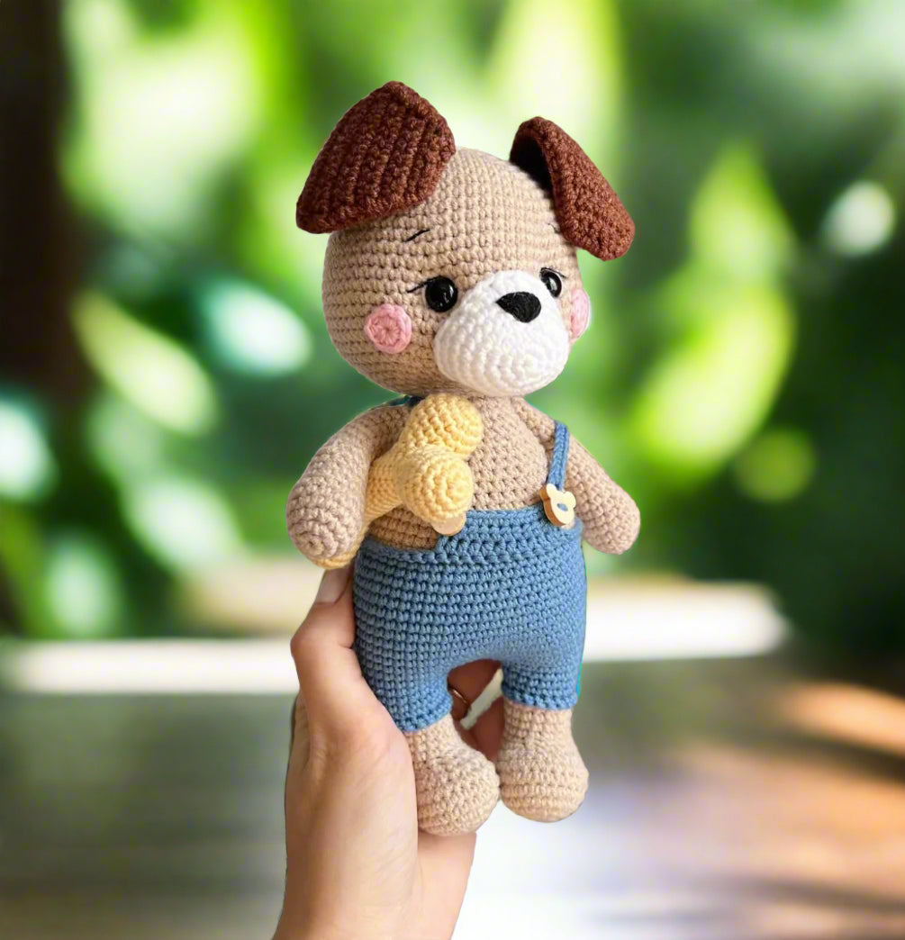 Crochet Cute Dog Toy with his bone
