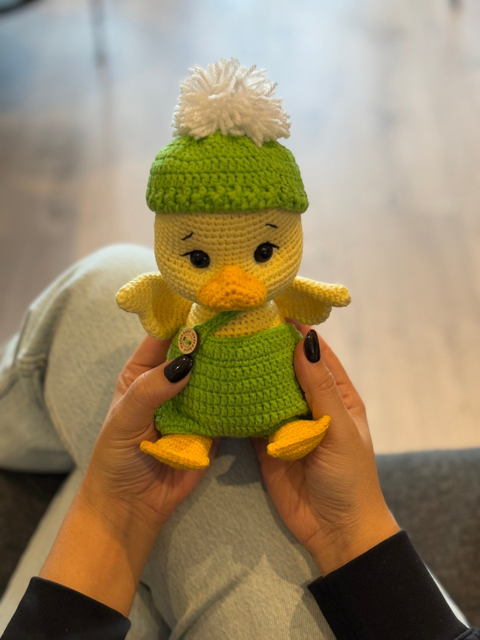 Crochet Cute Duck Toy in Green Jumpsuit