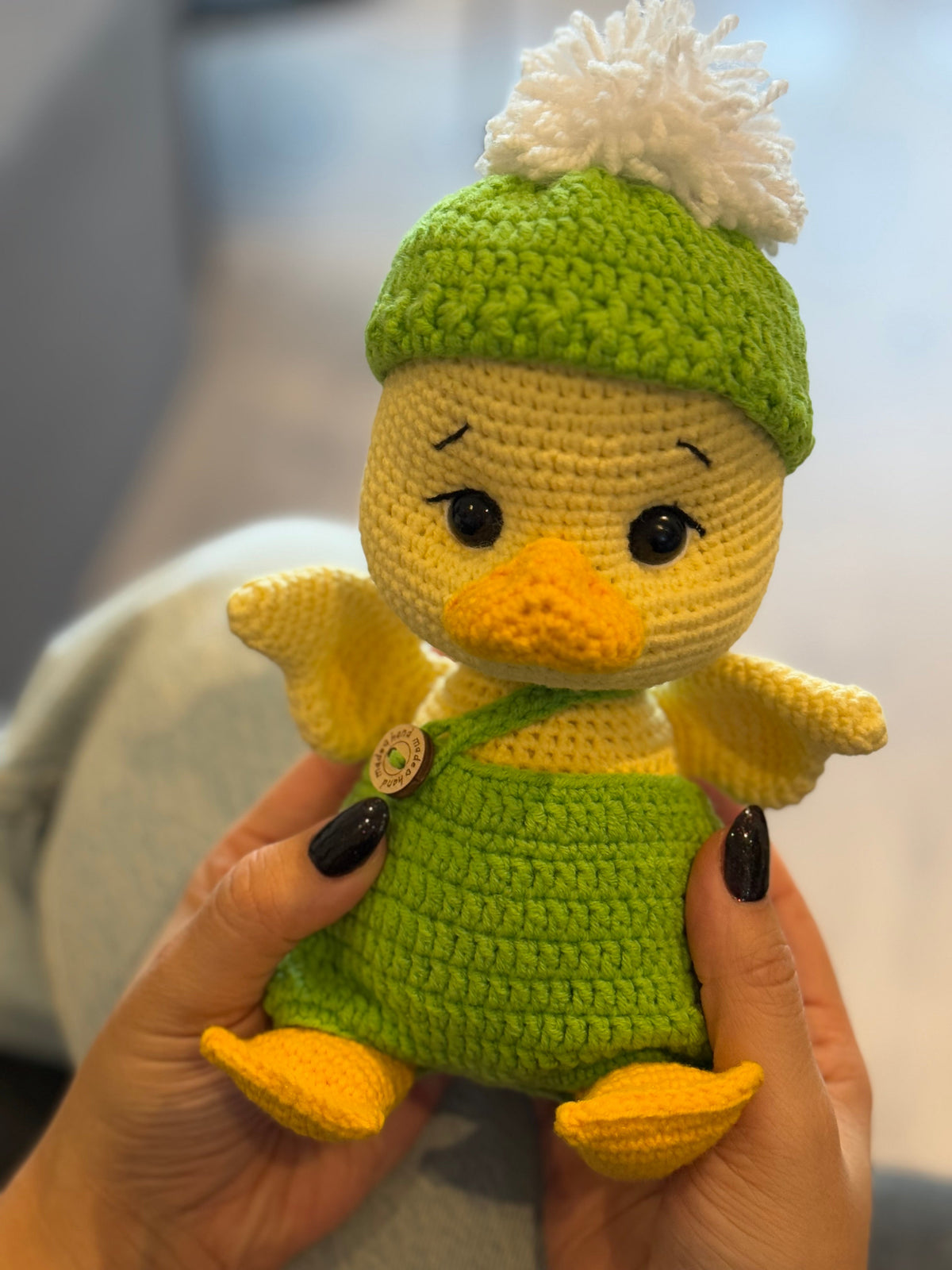 Crochet Cute Duck Toy in Green Jumpsuit