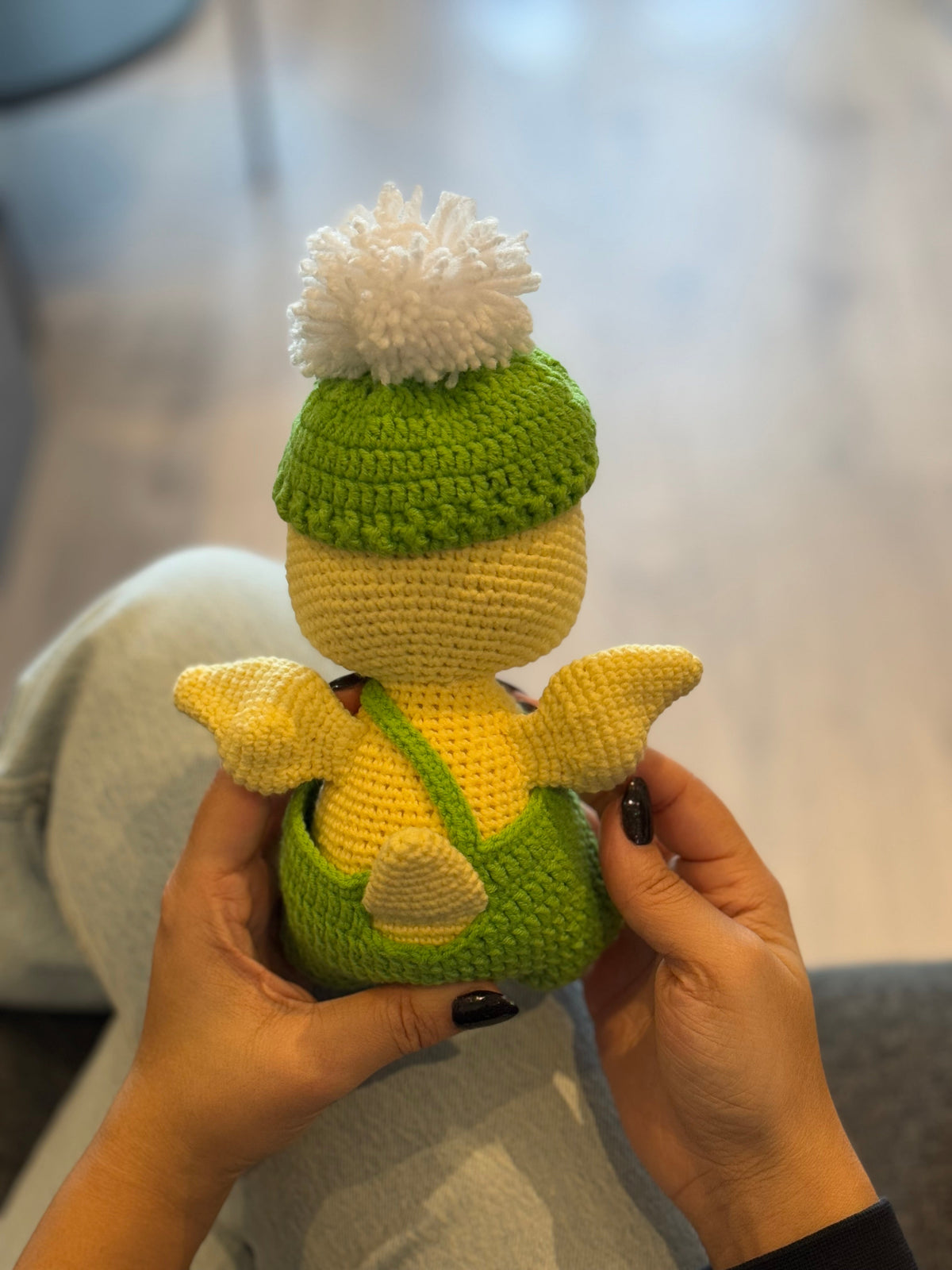 Crochet Cute Duck Toy in Green Jumpsuit