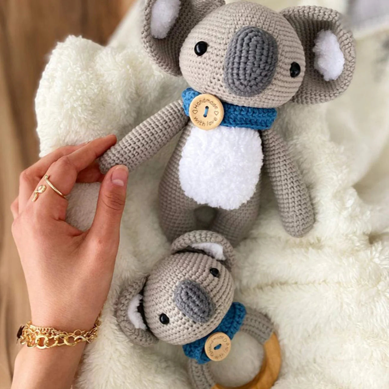 Crochet Cute Koala Toy and Rattle Toy Gift Set 2pc