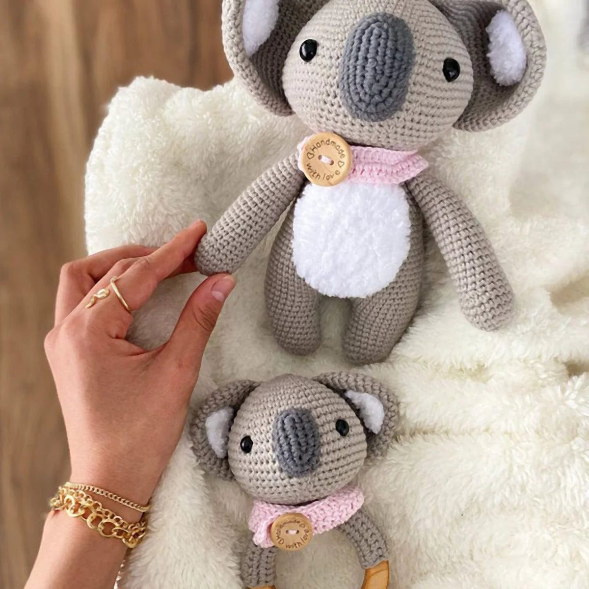 Crochet Cute Koala Toy and Rattle Toy Gift Set 2pc