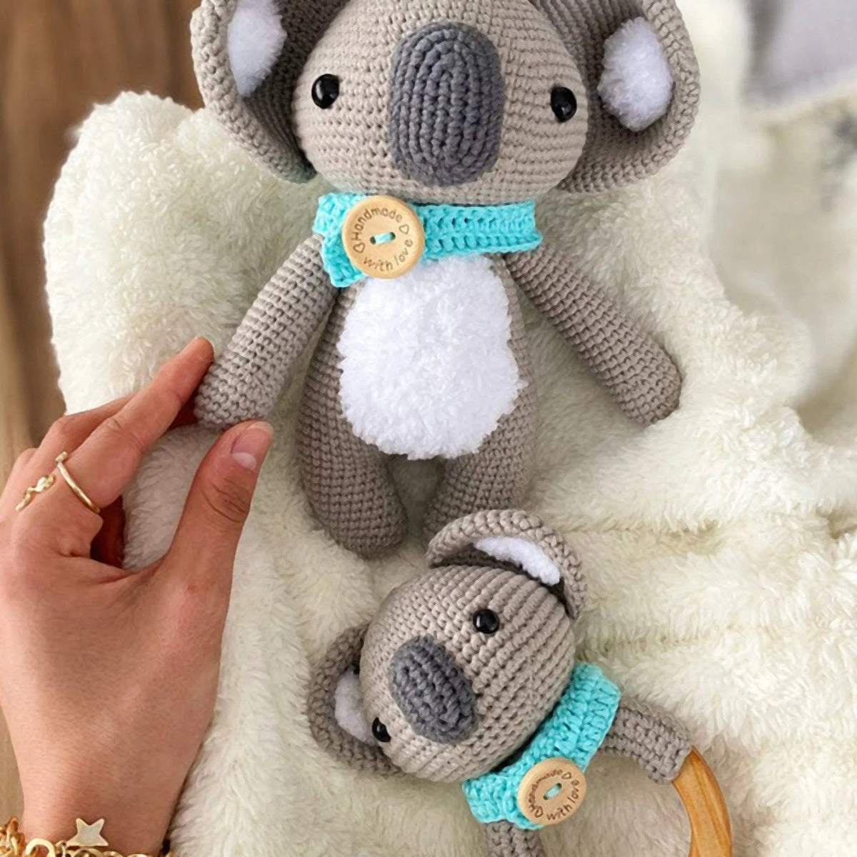 Crochet Cute Koala Toy and Rattle Toy Gift Set 2pc