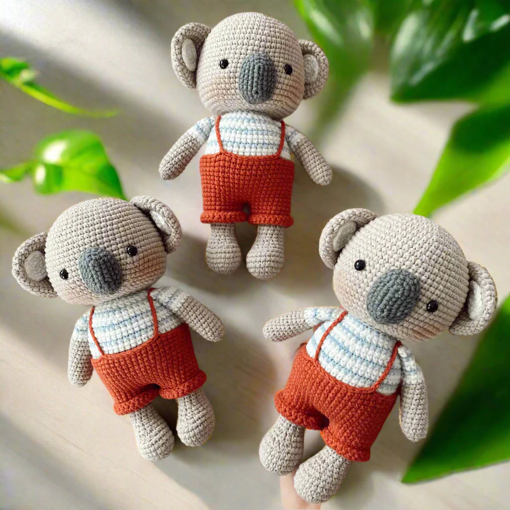 Crochet Cute Koala in Orange Jumpsuit Toy