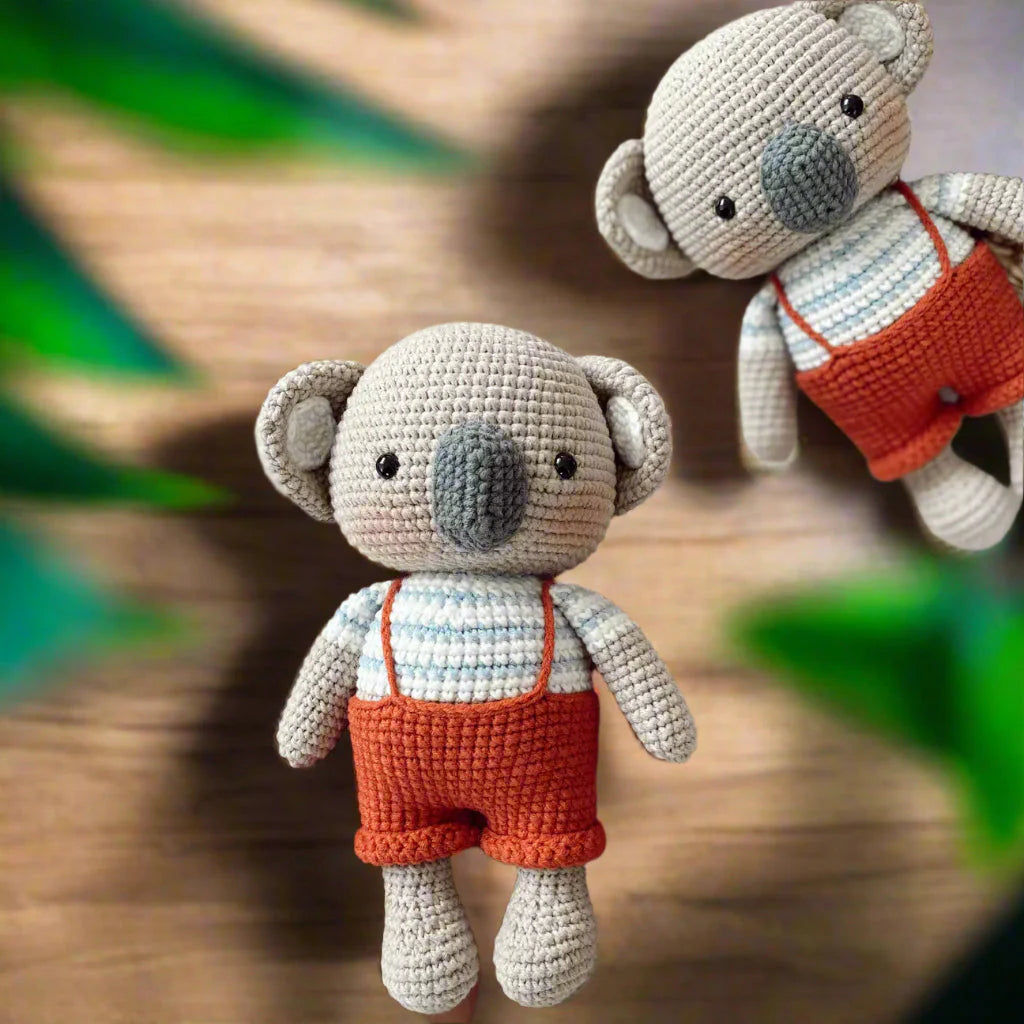 Crochet Cute Koala in Orange Jumpsuit Toy