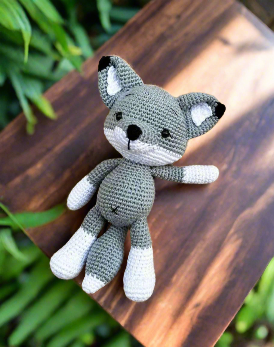Crochet Cute Little Gray Fox Toy