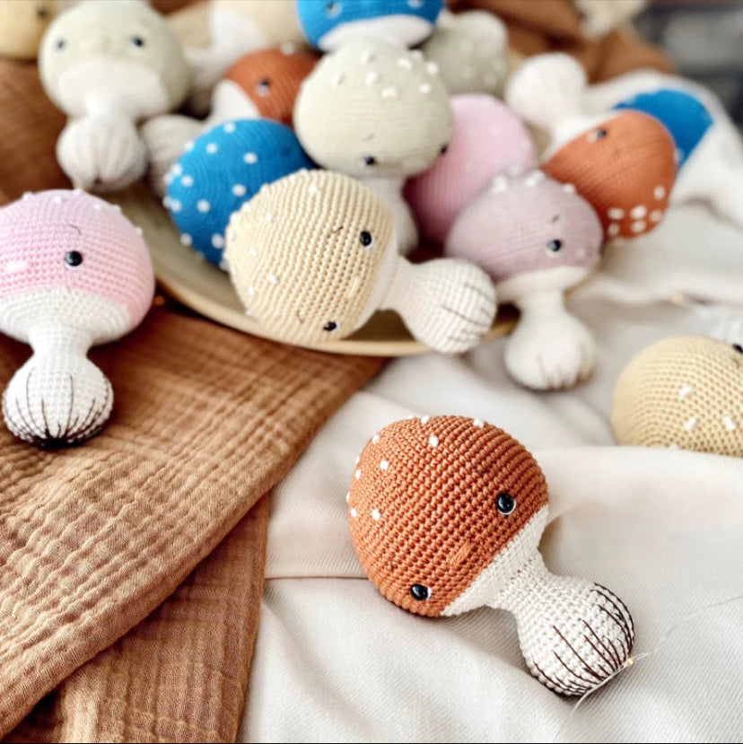 Crochet Cute Mushroom Rattle Toy
