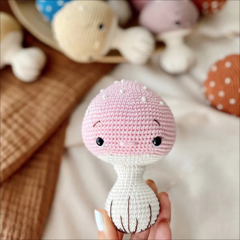 Crochet Cute Mushroom Rattle Toy