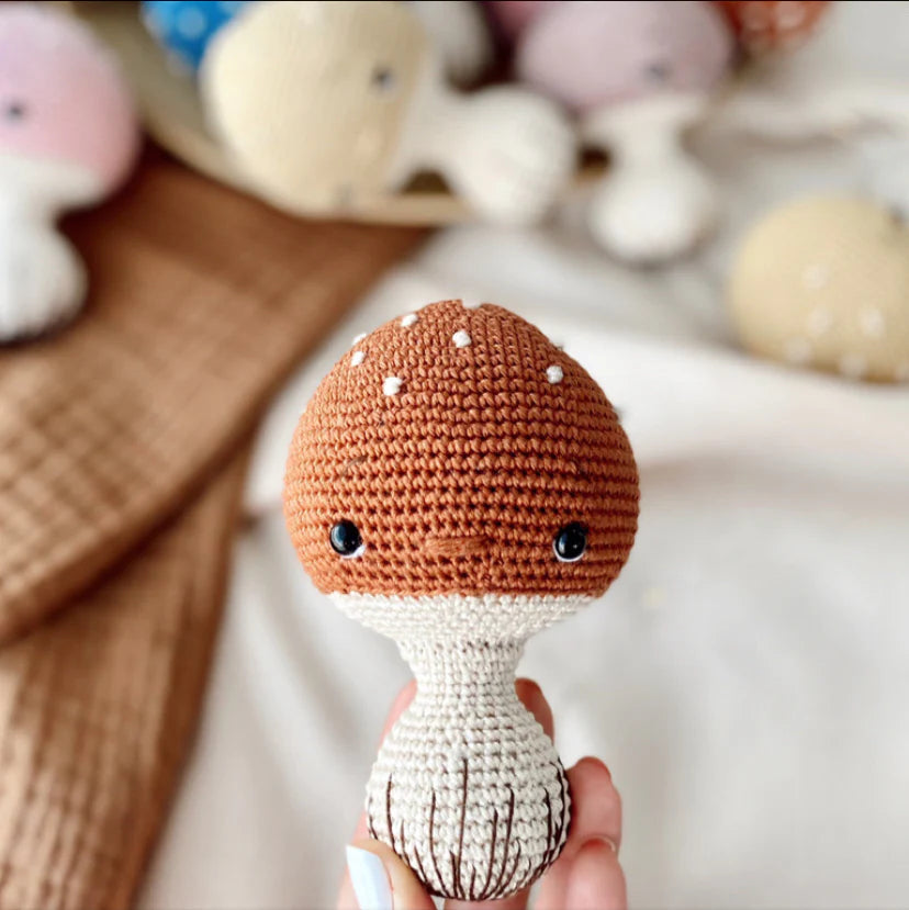 Crochet Cute Mushroom Rattle Toy