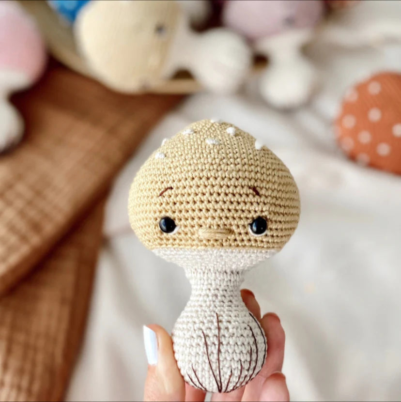Crochet Cute Mushroom Rattle Toy