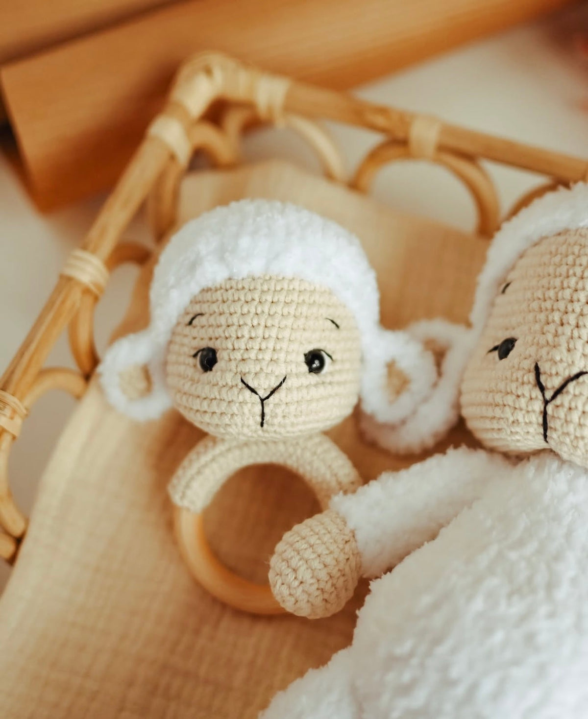 Crochet Cute Sheep Toy and Rattle Toy Gift Set 2pc