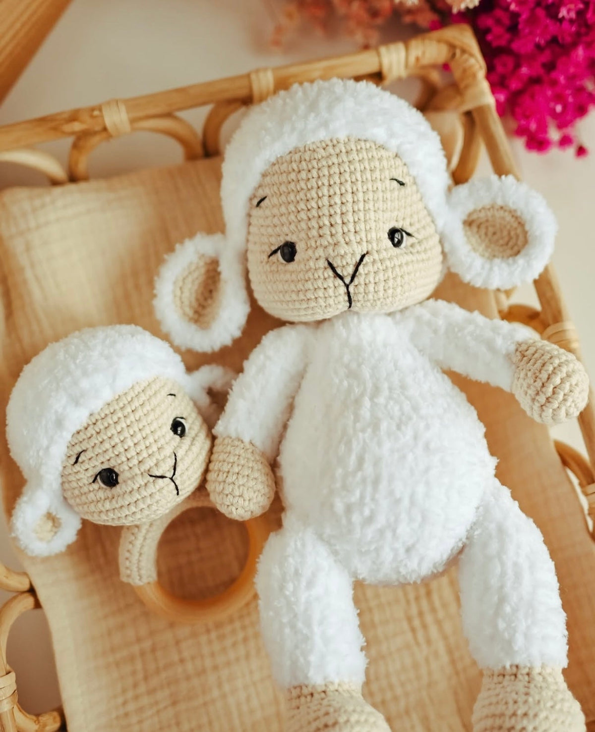 Crochet Cute Sheep Toy and Rattle Toy Gift Set 2pc