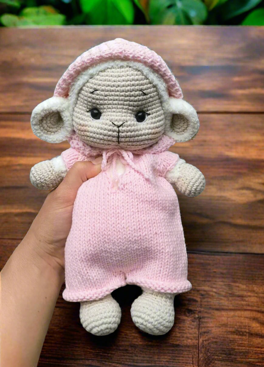 Crochet Cute Sheep in Pink Hoodie