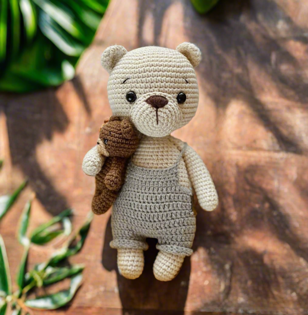 Crochet Cute Teddy Bear Toy with his small Teddy Bear
